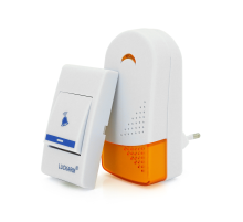Бездротовий дверний дзвінок Luckarm 8603, приймач-передавач, 15 мелодій, світлооповіщення, дальність 90 метрів, White, Blister Бездротовий дверний дзвінок Luckarm 8603, приймач-передавач, 15 мелодій, світлооповіщення, дальність 90 метрів, White, Blister