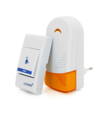 Бездротовий дверний дзвінок Luckarm 8603, приймач-передавач, 15 мелодій, світлооповіщення, дальність 90 метрів, White, Blister