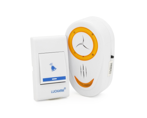Бездротовий дверний дзвінок Luckarm 8853, приймач-передавач, 15 мелодій, світлооповіщення, дальність 90 метрів, White, Blister