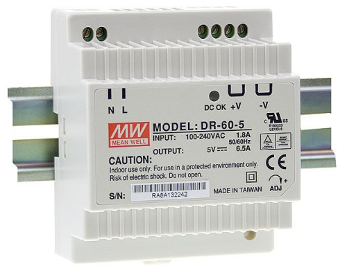 Джерело живлення Mean Well HDR-60-12 60Вт, 12В, 5А на Din-рейку
