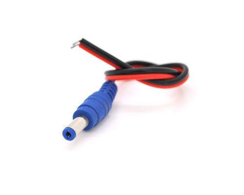 Роз'єм живлення DC-M (D 5,5x2,1мм) => кабель довжиною 25см black-red, Blue Plug OEM Q100