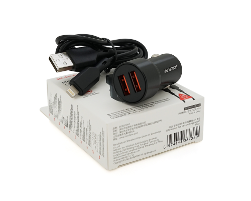 Набір BOROFONE BZ19A АЗУ 2xUSB+ кабель iPhone, 2.4A, 1м, Black, Box