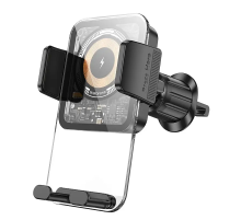 Автотримач BOROFONE BH209+ Wireless Charging 15W, кріплення на решітку, клямка 50-90мм, Black, Box