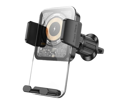 Автотримач BOROFONE BH209+ Wireless Charging 15W, кріплення на решітку, клямка 50-90мм, Black, Box