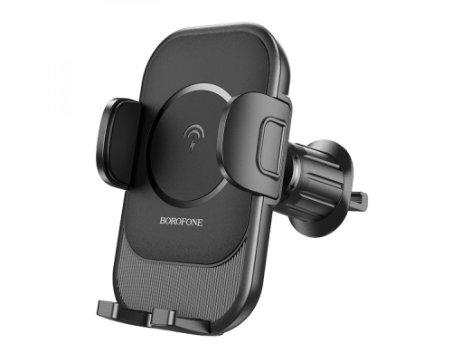 Автотримач BOROFONE BH204+ Wireless Charging 15W, кріплення на торпеду, клямка 50-90мм, Black, Box