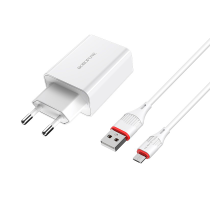 Набір BOROFONE BA21A СЗУ 1xUSB+ кабель Micro, 2.4A, 1м, White, Box