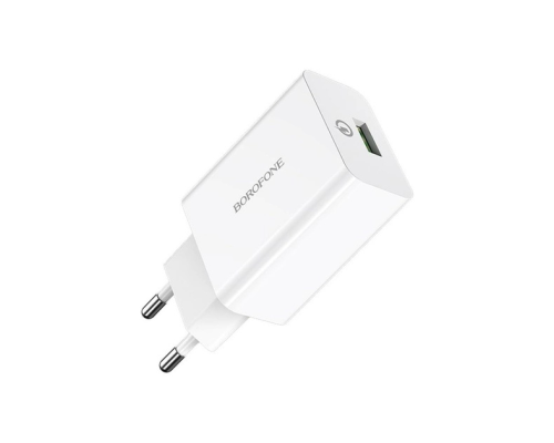 СЗУ BOROFONE BA21A 110-240V, 18W, 1xUSB, 5V/3A, White, Blister-box
