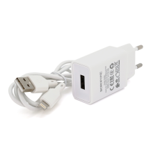 Набір BOROFONE BA68A СЗУ 1xUSB+ кабель Lighting, 2.1A, 1м, White, Blister-box