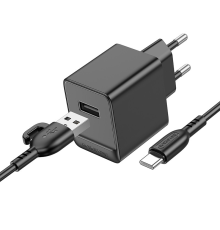 Набір BOROFONE BAS11A СЗУ+ кабель Type-C, 1xUSB, 3A, кабель 1м, Black, Blister