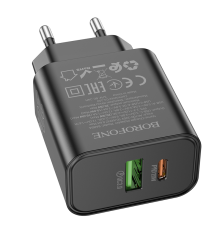 СЗУ BOROFONE BA88A 110-240V, PD20W+Q3.0,USB+Type-C, Black , Blister