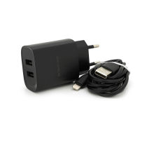 Набір BOROFONE BN2 СЗУ 2xUSB+ кабель Lighting, 2.1A, 1м, Black, Box