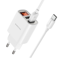 Набір BOROFONE BA58A СЗУ 1xUSB+ кабель Type-C, 2.1A, 1м, White, Blister-box