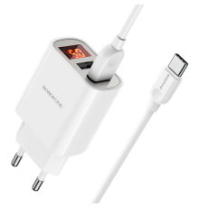 Набір BOROFONE BA58A СЗУ 1xUSB+ кабель Type-C, 2.1A, 1м, White, Blister-box