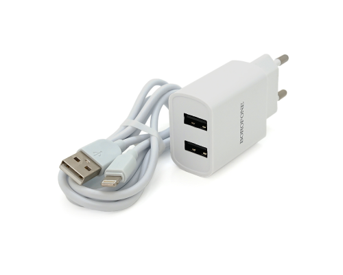 Набір BOROFONE BA53A СЗУ 1xUSB+ кабель Lighting, 2.1A, 1м, White, Blister-box