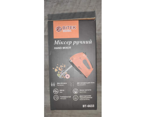 Миксер ручной электрический Bitek BT-6633 250 W 7 скоростей красный белый Миксер ручной электрический Bitek BT-6633 250 W 7 скоростей красный белый
