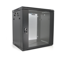 Шафа Merlion 12U, 600*450*634 (Ш*Г*В)мм загартоване скло, чорна, сталь 1,2мм з замком