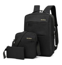 Рюкзак міський 3в1 Backpack 9018 дорожній комплект чорний