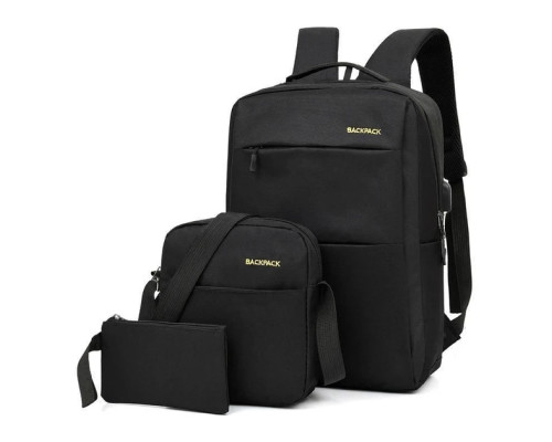 Рюкзак міський 3в1 Backpack 9018 дорожній комплект чорний