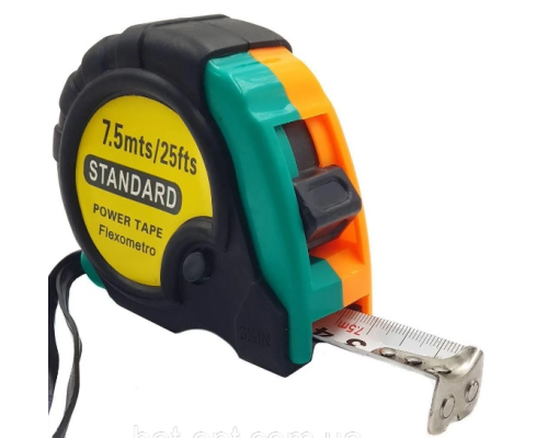 Рулетка гумова STANDART, 7,5м, Q48 Рулетка гумова STANDART, 7,5м, Q48
