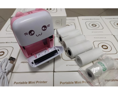 Портативный Розовий мини принтер 1 рулон Mini Printer термопринтер карманный детский принтер термо принтер Портативный Розовий мини принтер 1 рулон Mini Printer термопринтер карманный детский принтер термо принтер