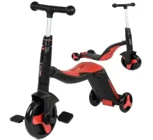 Самокат-велобег scooter 3в1 с педалями красный без упаковки