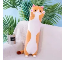 Игрушка детская Кот Батон 70 см Коричневый / Плюшевая игрушка подушка длинный котенок