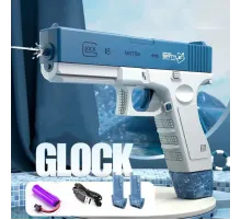 Водяной пистолет электрический аккумуляторный Water Gun Glock с 2 обоймами для воды Blue