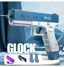 Водяний пістолет електричний акумуляторний Water Gun Glock з 2 обойми для води Blue