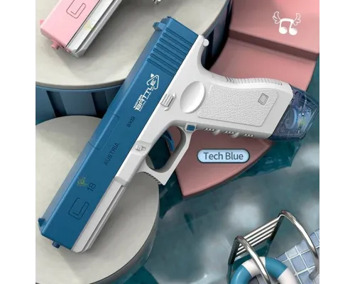 Водяний пістолет електричний акумуляторний Water Gun Glock з 2 обойми для води Blue Водяний пістолет електричний акумуляторний Water Gun Glock з 2 обойми для води Blue