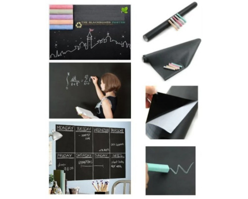 Самоклеющаяся пленка для рисования мелом Black Board Sticker 45х200 см Самоклеющаяся пленка для рисования мелом Black Board Sticker 45х200 см