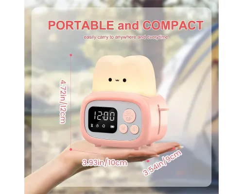 Настольные часы с будильником РОЗОВЫЙ, подсветкой и USB, Тостер /Детские часы с LED подсветкой Настольные часы с будильником РОЗОВЫЙ, подсветкой и USB, Тостер /Детские часы с LED подсветкой
