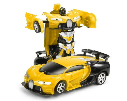Машинка-трансформер на радіокеруванні AToys Bugatti-Robot 1:18 світлові ефекти Чорно-жовта