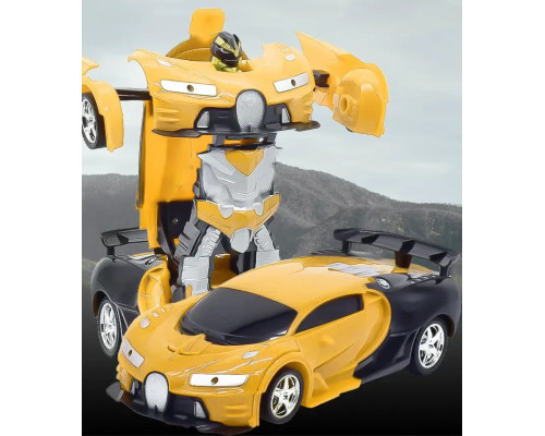 Машинка-трансформер на радіокеруванні AToys Bugatti-Robot 1:18 світлові ефекти Чорно-жовта