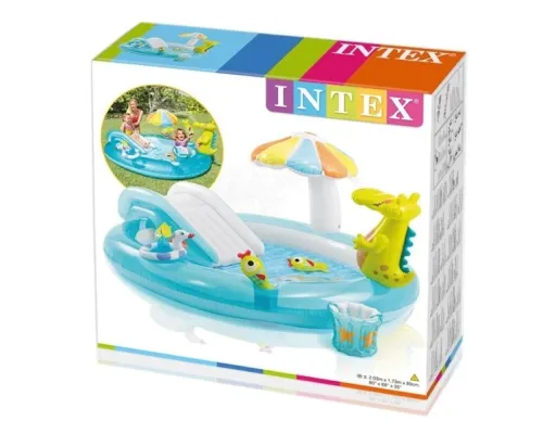 Дитячий надувний ігровий центр Intex Алігатор 201х170х84 см з гіркою й аксесуарами 57165