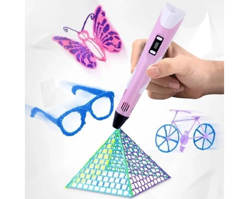 3D-Ручка 3Dpen З Lcd Екраном Повний Набір Пластик Рожевий