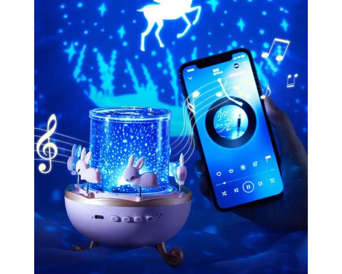 Музичний нічник-проєктор з Bluetooth і пультом Карусель зайчиків WH-E11-02 Дитячий музичний нічник Музичний нічник-проєктор з Bluetooth і пультом Карусель зайчиків WH-E11-02 Дитячий музичний нічник