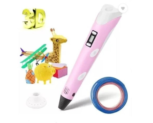 3D-Ручка 3Dpen З Lcd Екраном Повний Набір Пластик Рожевий