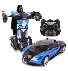 Машинка радиоуправляемая трансформер Robot Car Bugatti Size12 СИНЯЯ |Робот-трансформер на радиоуправлении 1:12
