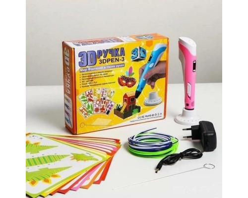 3D-Ручка 3Dpen З Lcd Екраном Повний Набір Пластик Рожевий