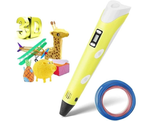 3d-ручка для дитячої творчості 3Dpen З Lcd Екраном Повний Набір Пластик Жовтий