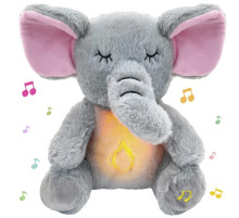 Интерактивная мягкая игрушка-ночник дышащий Слоник Elephant Серый Успокаивающая плюшевая игрушка Слоник