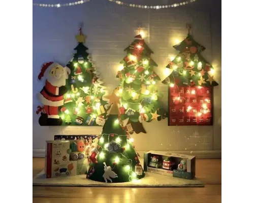 Дитяча Різдвяна ялинка з іграшками з фетру Chrismas Free Дитяча ялинка на стіну 95x70 см Дитяча Різдвяна ялинка з іграшками з фетру Chrismas Free Дитяча ялинка на стіну 95x70 см