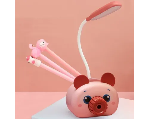 Лампа настольная на гибкой ножке с органайзером и подставкой телефона Quite Light Pig с точилкой розовый Лампа настольная на гибкой ножке с органайзером и подставкой телефона Quite Light Pig с точилкой розовый