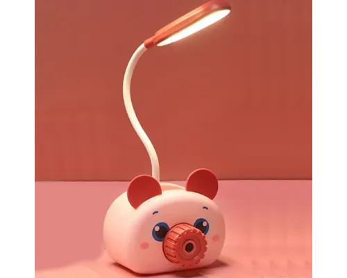 Лампа настольная на гибкой ножке с органайзером и подставкой телефона Quite Light Pig с точилкой розовый Лампа настольная на гибкой ножке с органайзером и подставкой телефона Quite Light Pig с точилкой розовый