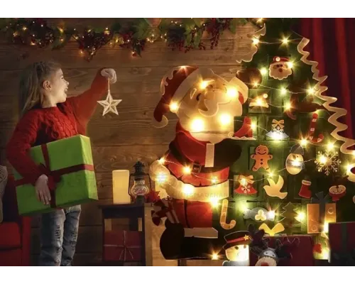 Дитяча Різдвяна ялинка з іграшками з фетру Chrismas Free Дитяча ялинка на стіну 95x70 см Дитяча Різдвяна ялинка з іграшками з фетру Chrismas Free Дитяча ялинка на стіну 95x70 см
