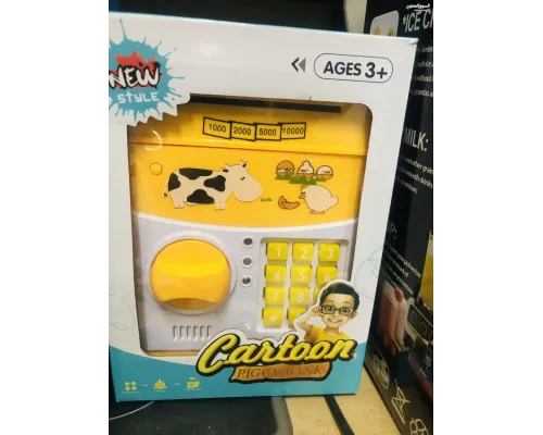 Копилка сейф детская интерактивная игрушка Желтая Корова с кодовым замком Cartoon cow Копилка сейф детская интерактивная игрушка Желтая Корова с кодовым замком Cartoon cow