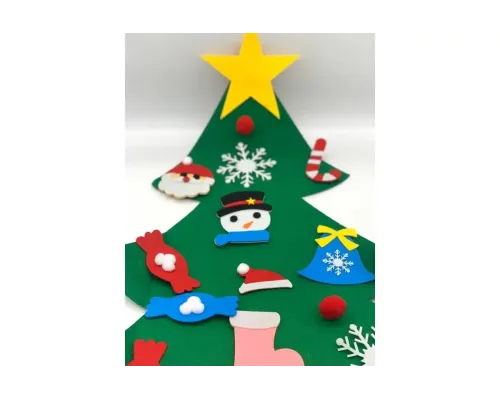 Дитяча Різдвяна ялинка з іграшками з фетру Chrismas Free Дитяча ялинка на стіну 95x70 см Дитяча Різдвяна ялинка з іграшками з фетру Chrismas Free Дитяча ялинка на стіну 95x70 см