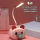 Лампа настольная на гибкой ножке с органайзером и подставкой телефона Quite Light Pig с точилкой розовый
