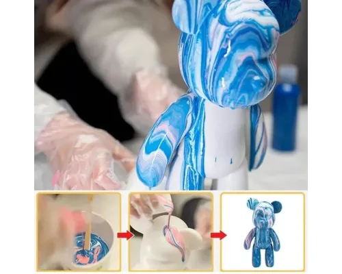 Флюидный медвежонок fluid bear bearbrick, 23 см, с красками BLUE