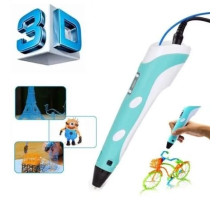 Крута 3D-Ручка З Lcd Екраном 3Dpen Повний Набір Пластик І Трафарети Блакитний